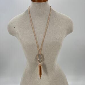 NWT Kendra Scott Rayne mother of pearl tassel gold tone necklace